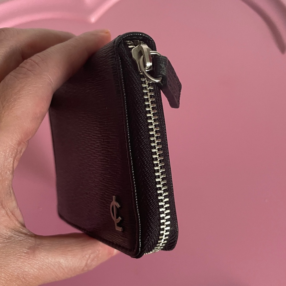 Coach Black Leatherware Card Zip Around Around Texttured Leather New - Picture 2 of 7